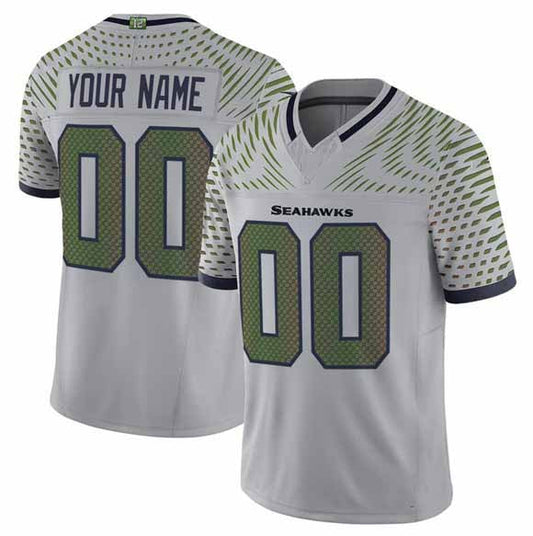 Custom S.Seahawks Active Player Gray 2025 F.U.S.E. Rivalries Vapor Untouchable Limited Stitched Football Jersey-PUHICS