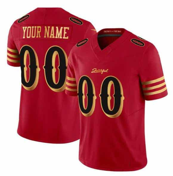 Custom SF.49ers Active Player Red Gold 2025 F.U.S.E. Rivalries Vapor Limited Football Stitched Jersey-PUHICS