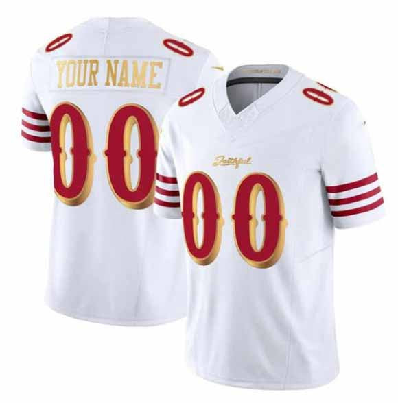 Custom SF.49ers Active Player White Gold 2025 F.U.S.E. Rivalries Vapor Limited Football Stitched Jersey-PUHICS