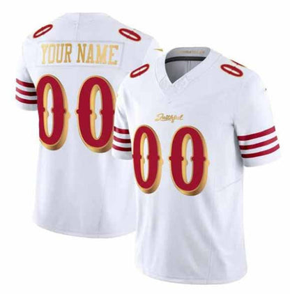 Custom SF.49ers Active Player White Gold 2025 F.U.S.E. Rivalries Vapor Limited Football Stitched Jersey-PUHICS