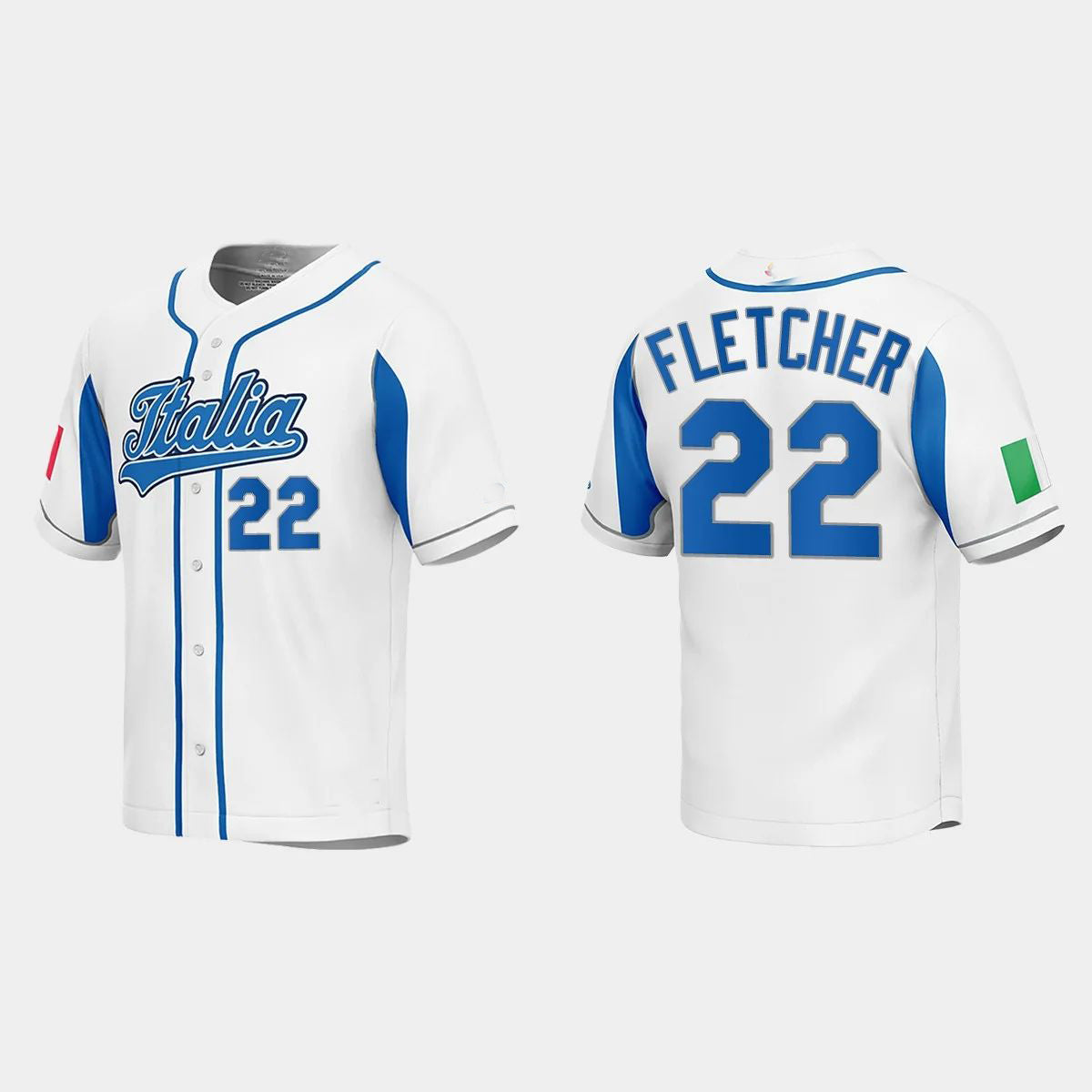 #22 DAVID FLETCHER ITALY BASEBALL 2023 WORLD BASEBALL CLASSIC JERSEY ¡§C WHITE Stitches Baseball Jerseys