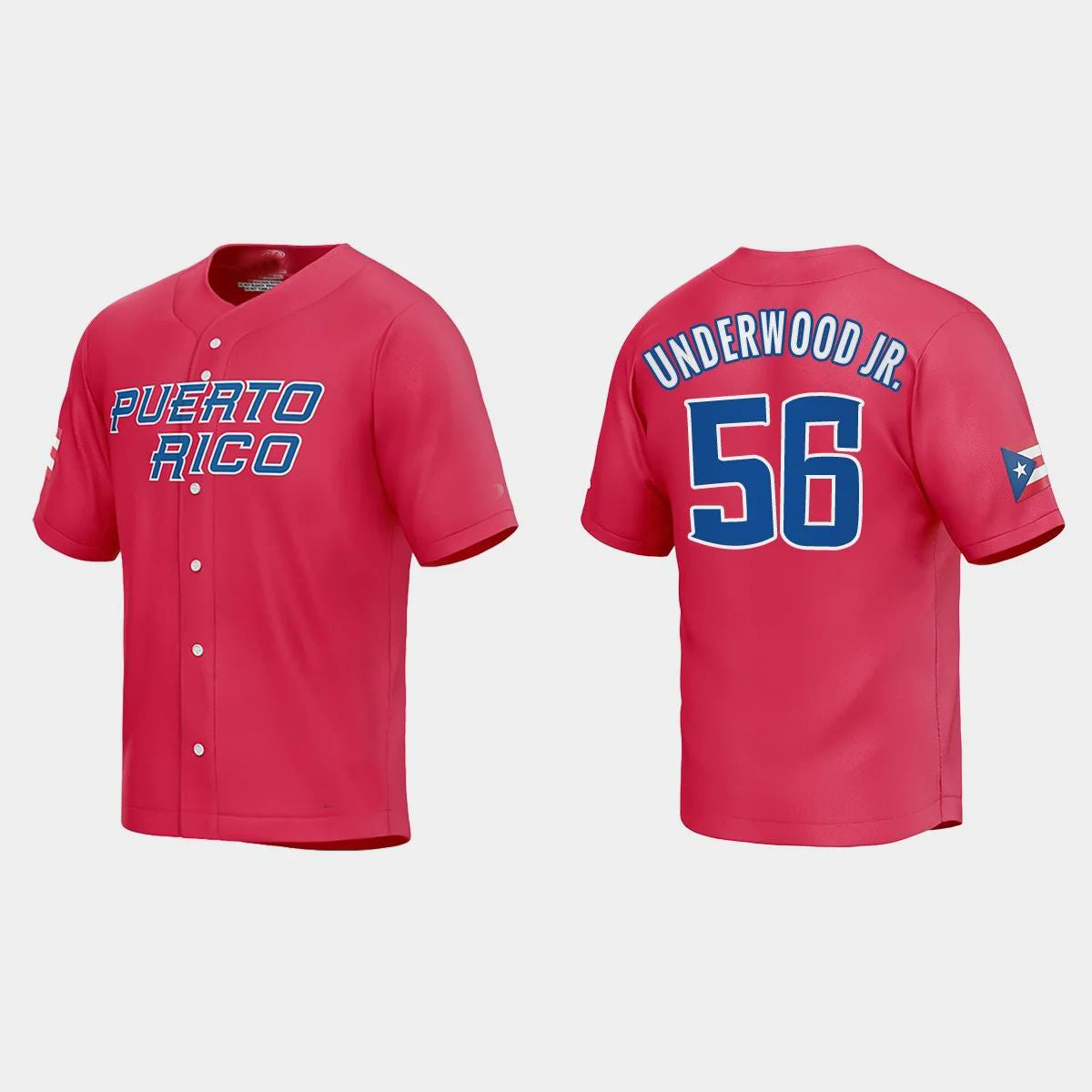 #56 DUANE UNDERWOOD JR. PUERTO RICO BASEBALL 2023 WORLD BASEBALL CLASSIC JERSEY ¡§C RED Stitches Baseball Jerseys