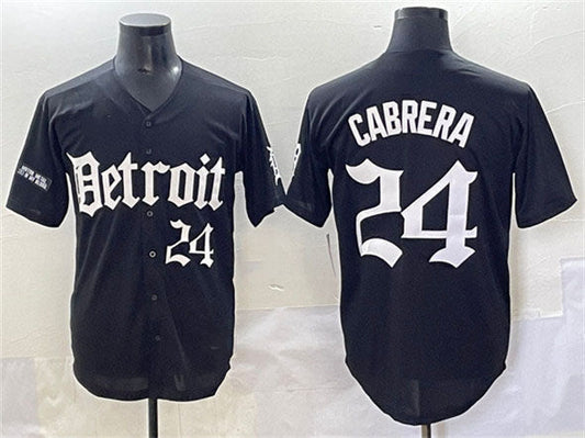 Detroit Tigers #24 Miguel Cabrera Black 'Motor Gothic Edition' Vapor Premier Limited Stitched Baseball Jersey
