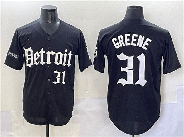 Detroit Tigers #31 Riley Greene Black 'Motor Gothic Edition' Vapor Premier Limited Stitched Baseball Jersey