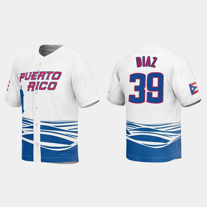 #39 EDWIN DIAZ PUERTO RICO BASEBALL 2023 WORLD BASEBALL CLASSIC JERSEY ¡§C WHITE Stitches Baseball Jerseys