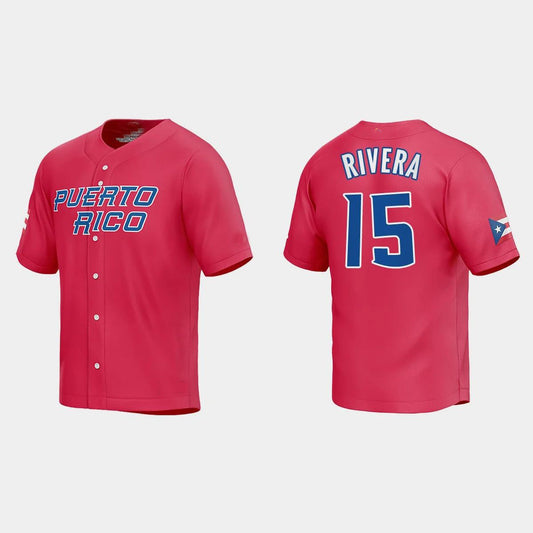 #15 EMMANUEL RIVERA WORLD BASEBALL CLASSIC 2023 WORLD BASEBALL CLASSIC JERSEY ¡§C RED Stitches Baseball Jerseys