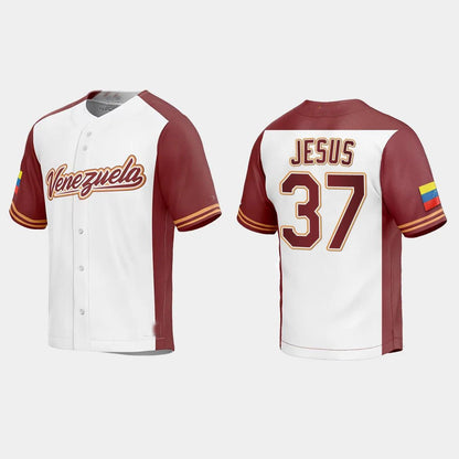 #37 ENMANUEL DE JESUS VENEZUELA BASEBALL 2023 WORLD BASEBALL CLASSIC REPLICA JERSEY ¡§C WHITE Stitches Baseball Jerseys