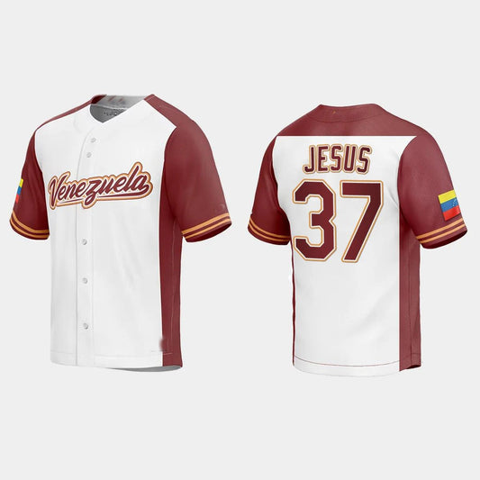 #37 ENMANUEL DE JESUS VENEZUELA BASEBALL 2023 WORLD BASEBALL CLASSIC REPLICA JERSEY ¡§C WHITE Stitches Baseball Jerseys