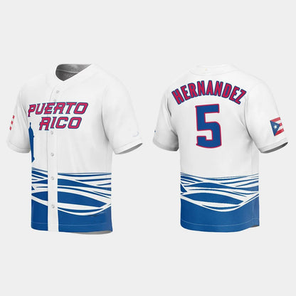 #5 ENRIQUE HERNANDEZ PUERTO RICO BASEBALL 2023 WORLD BASEBALL CLASSIC JERSEY ¡§C WHITE Stitches Baseball Jerseys