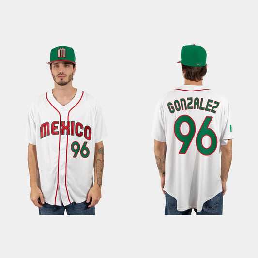 #96 FELIPE GONZALEZ MEXICO BASEBALL 2023 WORLD BASEBALL CLASSIC JERSEY ¡§C WHITE Stitches Baseball Jerseys