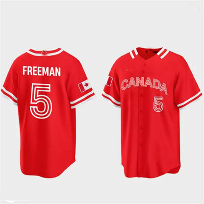 #5 Freddie Freeman Canada 2023 World Baseball Classic Jersey ¡§C Red Stitches Baseball Jerseys
