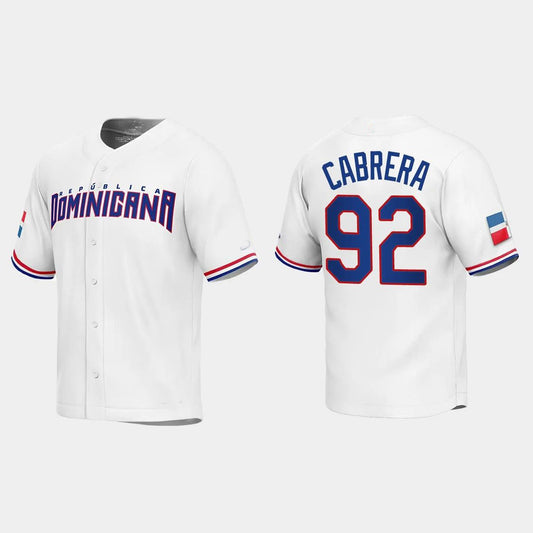 #92 GENESIS CABRERA DOMINICAN REPUBLIC BASEBALL 2023 WORLD BASEBALL CLASSIC REPLICA JERSEY ¡§C WHITE Stitches Baseball Jerseys