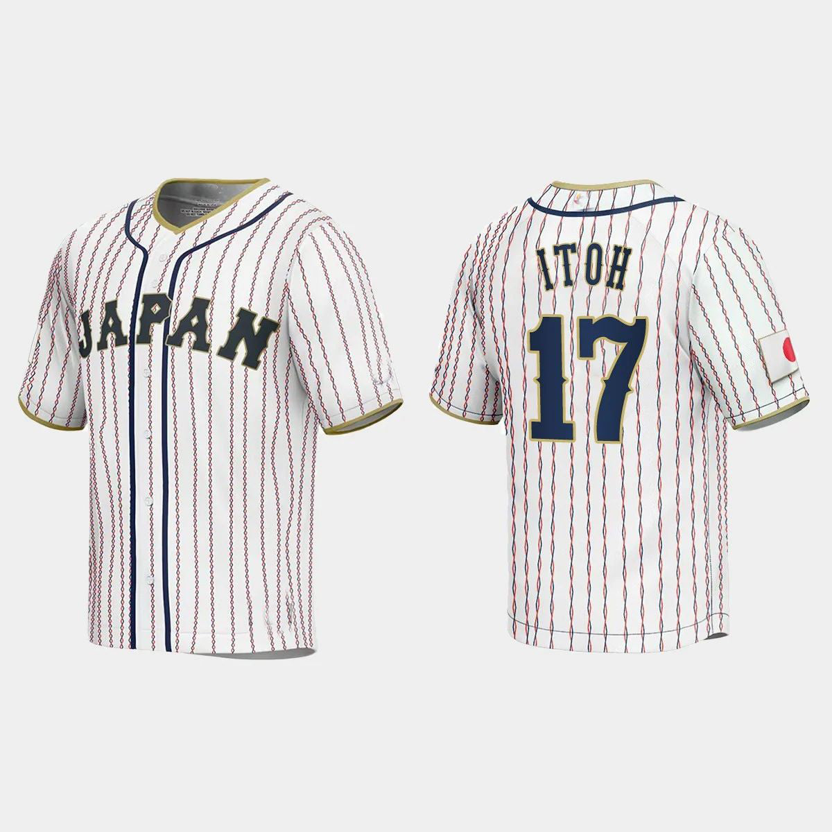 #17 HIROMI ITOH JAPAN BASEBALL 2023 WORLD BASEBALL CLASSIC JERSEY ¡§C WHITE Stitches Baseball Jerseys