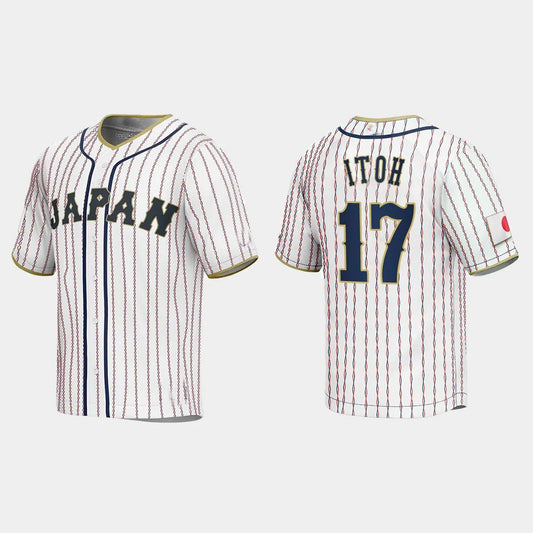 #17 HIROMI ITOH JAPAN BASEBALL 2023 WORLD BASEBALL CLASSIC JERSEY ¡§C WHITE Stitches Baseball Jerseys