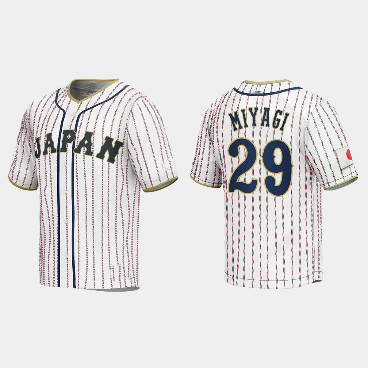 #29 HIROYA MIYAGI JAPAN BASEBALL 2023 WORLD BASEBALL CLASSIC JERSEY ¡§C WHITE Stitches Baseball Jerseys
