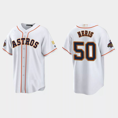 #50 Hector Neris Houston Astros 2023 Gold Program Jersey ¡§C White Stitches Baseball Jerseys