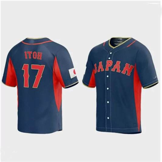 #17 Hiromi Itoh Japan Baseball 2023 World Baseball Classic Jersey ¡§C Navy Stitches Baseball Jerseys