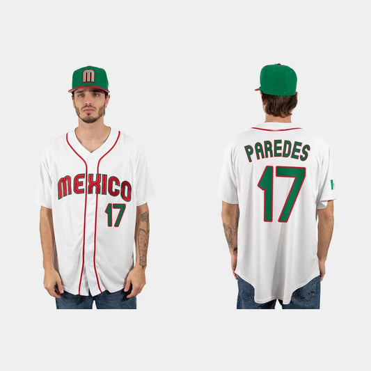 #17 ISAAC PAREDES MEXICO BASEBALL 2023 WORLD BASEBALL CLASSIC JERSEY ¡§C WHITE Stitches Baseball Jerseys