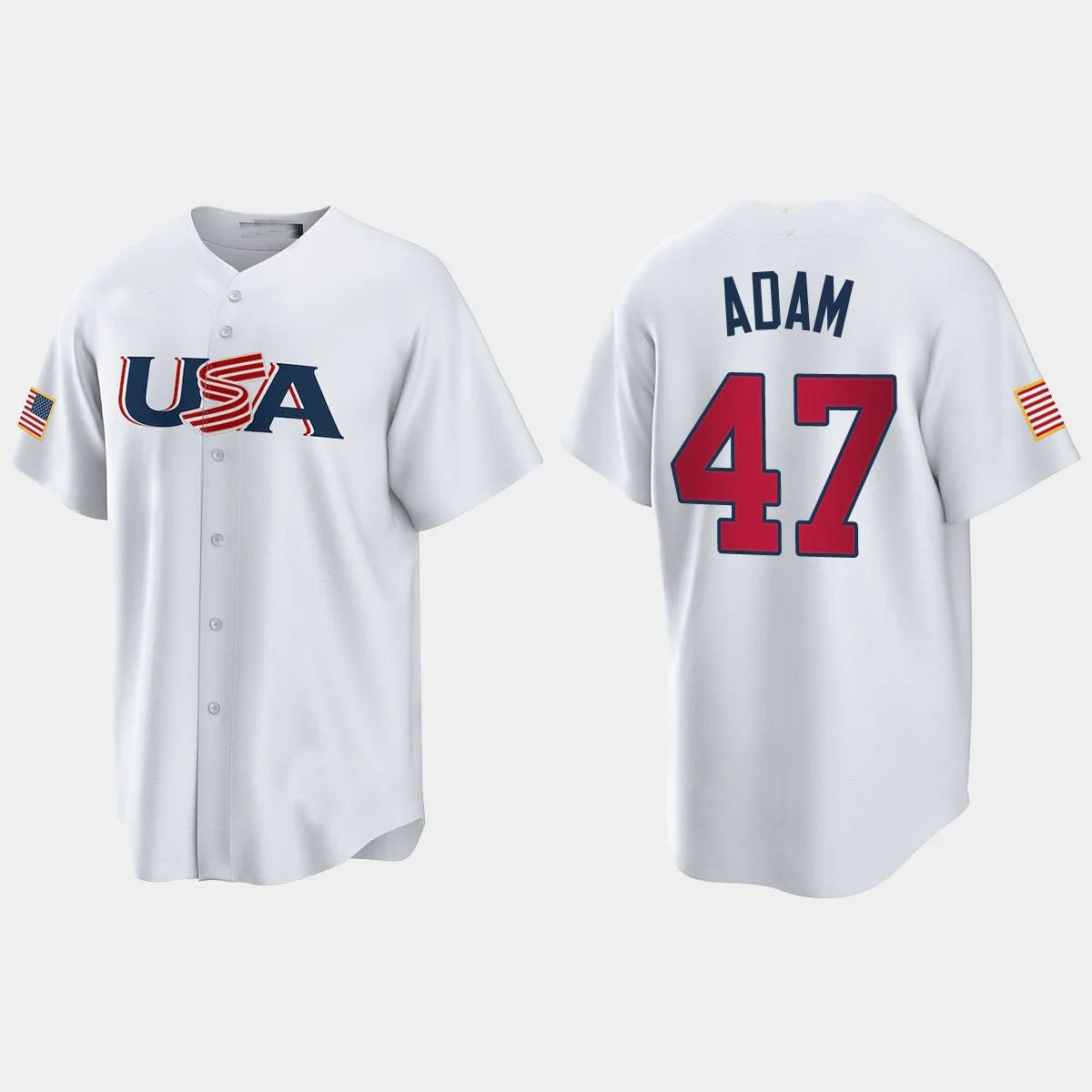 #47 JASON ADAM TAMPA BAY RAYS 2023 WORLD BASEBALL CLASSIC USA REPLICA JERSEY ¡§C WHITE Stitches Baseball Jerseys