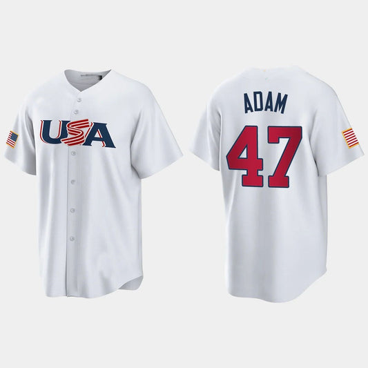 #47 JASON ADAM TAMPA BAY RAYS 2023 WORLD BASEBALL CLASSIC USA REPLICA JERSEY ¡§C WHITE Stitches Baseball Jerseys
