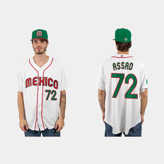 #72 JAVIER ASSAD MEXICO BASEBALL 2023 WORLD BASEBALL CLASSIC JERSEY ¡§C WHITE Stitches Baseball Jerseys