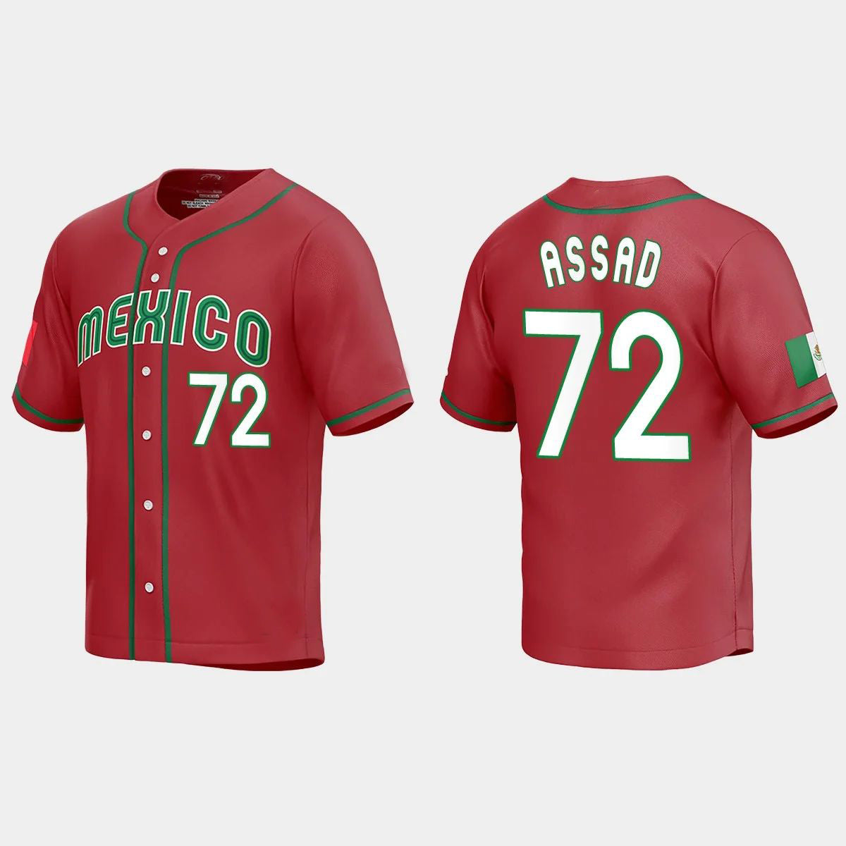 #72 JAVIER ASSAD MEXICO BASEBALL 2023 WORLD BASEBALL CLASSIC REPLICA JERSEY ¡§C RED Stitches Baseball Jerseys
