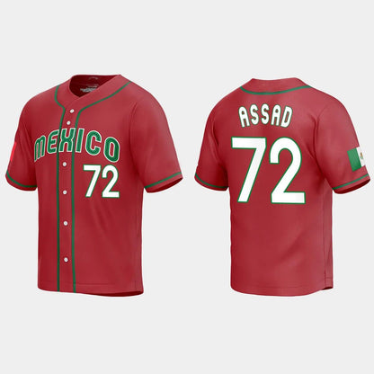 #72 JAVIER ASSAD MEXICO BASEBALL 2023 WORLD BASEBALL CLASSIC REPLICA JERSEY ¡§C RED Stitches Baseball Jerseys