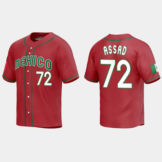 #72 JAVIER ASSAD MEXICO BASEBALL 2023 WORLD BASEBALL CLASSIC REPLICA JERSEY ¡§C RED Stitches Baseball Jerseys