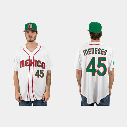 #45 JOEY MENESES MEXICO BASEBALL 2023 WORLD BASEBALL CLASSIC JERSEY ¡§C WHITE Stitches Baseball Jerseys