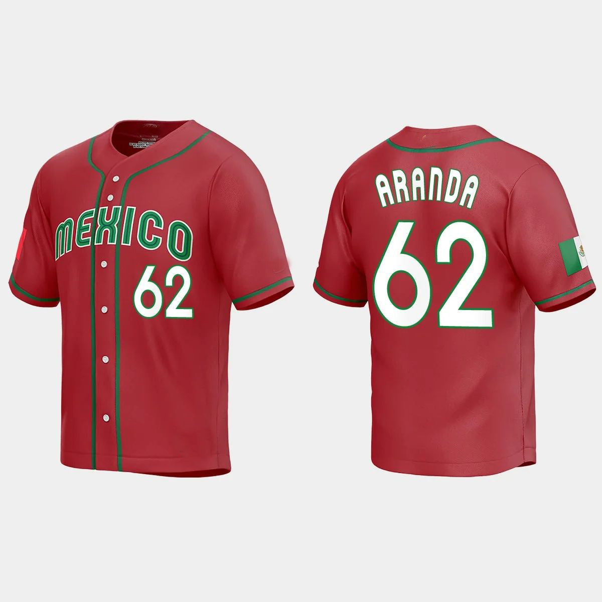 #62 JONATHAN ARANDA MEXICO BASEBALL 2023 WORLD BASEBALL CLASSIC REPLICA JERSEY ¡§C RED Stitches Baseball Jerseys