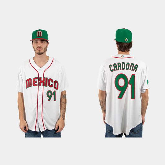#91 JOSE CARDONA MEXICO BASEBALL 2023 WORLD BASEBALL CLASSIC JERSEY ¡§C WHITE Stitches Baseball Jerseys