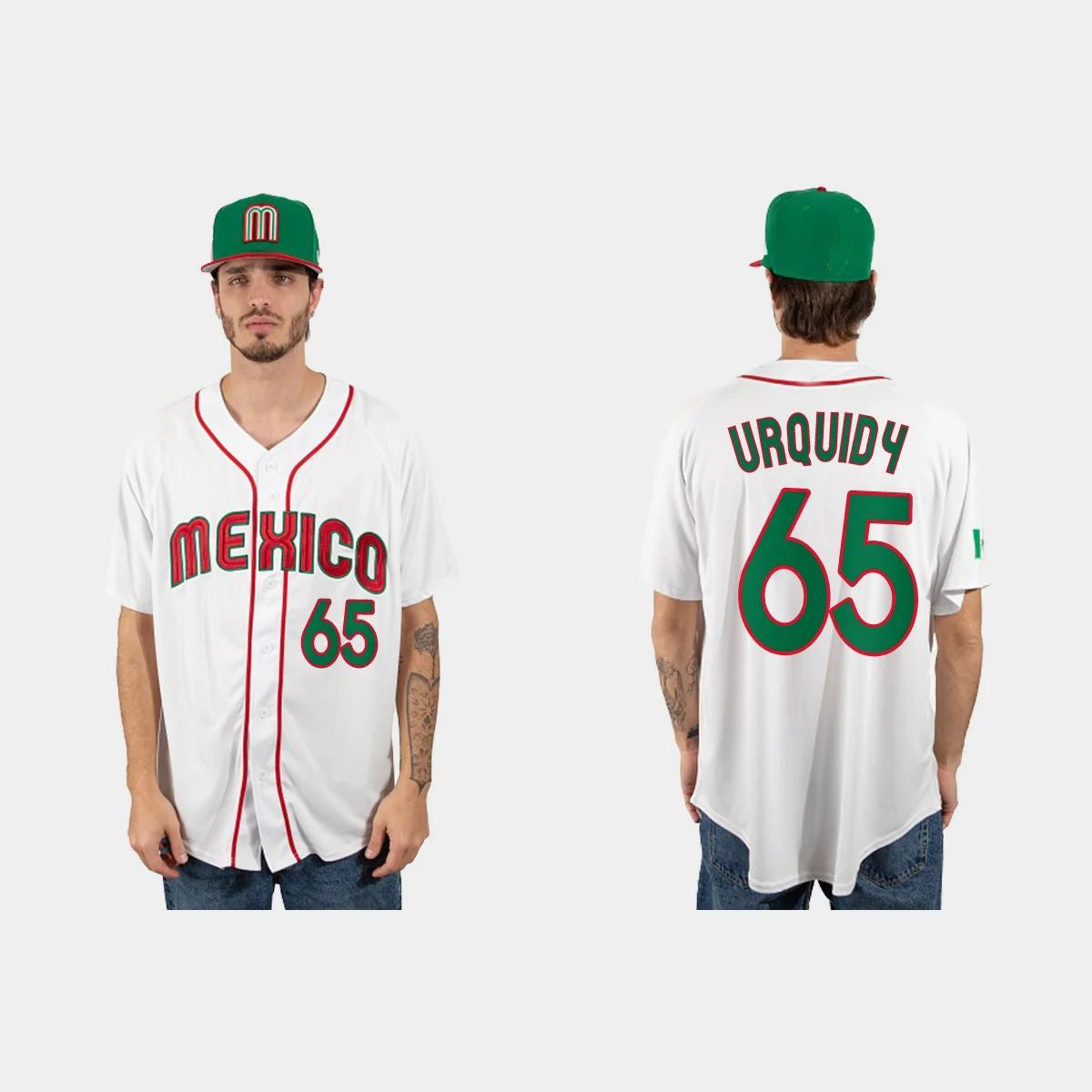 #65 JOSE URQUIDY MEXICO BASEBALL 2023 WORLD BASEBALL CLASSIC JERSEY ¡§C WHITE Stitches Baseball Jerseys