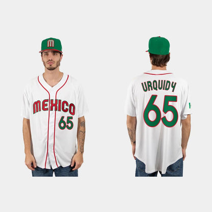 #65 JOSE URQUIDY MEXICO BASEBALL 2023 WORLD BASEBALL CLASSIC JERSEY ¡§C WHITE Stitches Baseball Jerseys