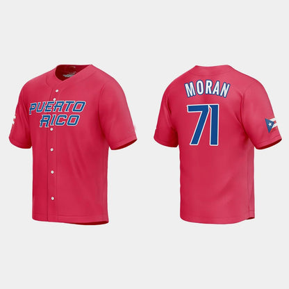#71 JOVANI MORAN PUERTO RICO BASEBALL 2023 WORLD BASEBALL CLASSIC JERSEY ¡§C RED Stitches Baseball Jerseys