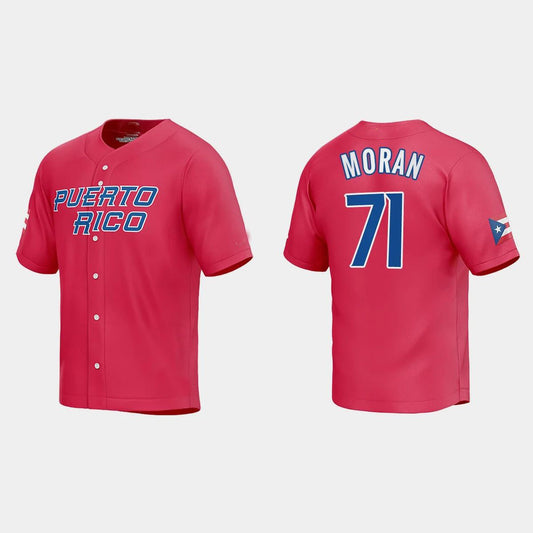 #71 JOVANI MORAN PUERTO RICO BASEBALL 2023 WORLD BASEBALL CLASSIC JERSEY ¡§C RED Stitches Baseball Jerseys