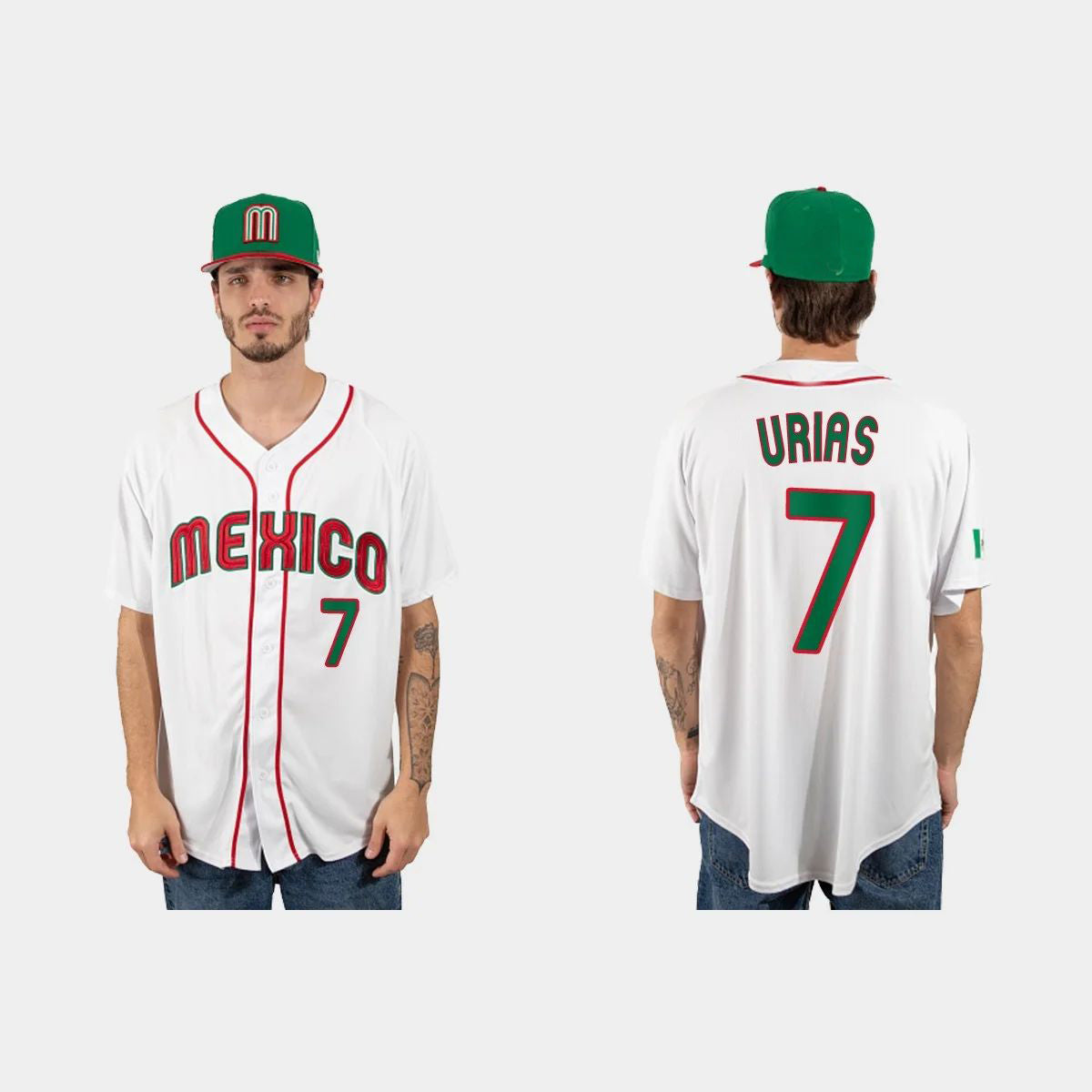#7 JULIO URIAS MEXICO BASEBALL 2023 WORLD BASEBALL CLASSIC JERSEY ¡§C WHITE Stitches Baseball Jerseys