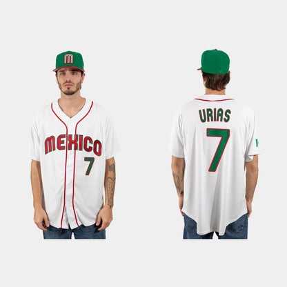 #7 JULIO URIAS MEXICO BASEBALL 2023 WORLD BASEBALL CLASSIC JERSEY ¡§C WHITE Stitches Baseball Jerseys