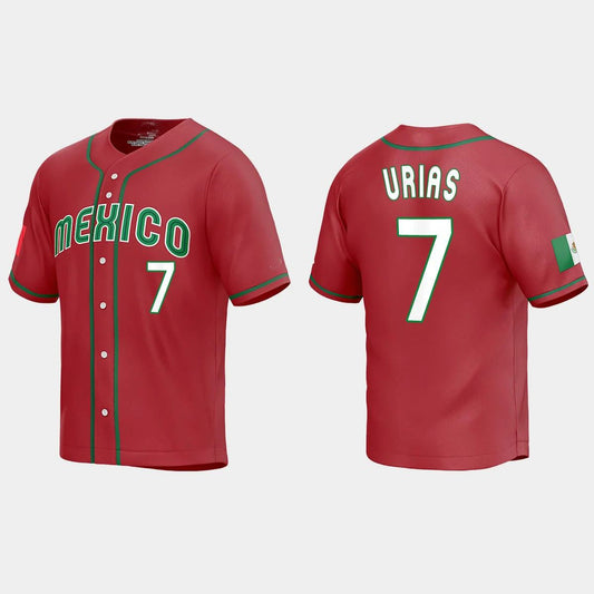 #7 JULIO URIAS MEXICO BASEBALL 2023 WORLD BASEBALL CLASSIC JERSEY ¡§C WHITE Stitches Baseball Jerseys