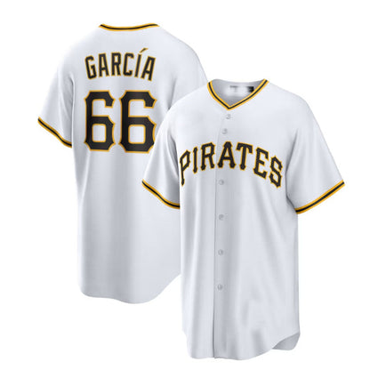 Pittsburgh Pirates #66 Jarl¨ªn Garc¨ªa Home Replica Player Jersey - White Baseball Jerseys
