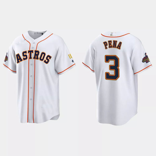#3 Jeremy Pena Houston Astros 2023 Gold Program Jersey ¡§C White Stitches Baseball Jerseys