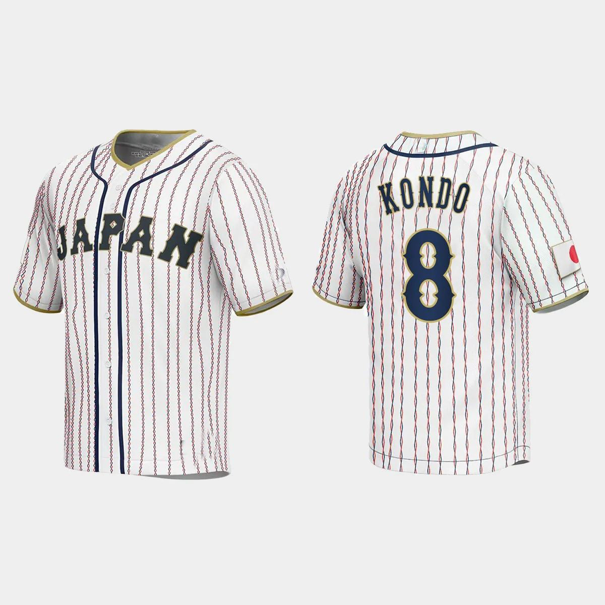 #8 KENSUKE KONDO JAPAN BASEBALL 2023 WORLD BASEBALL CLASSIC JERSEY ¡§C WHITE Stitches Baseball Jerseys