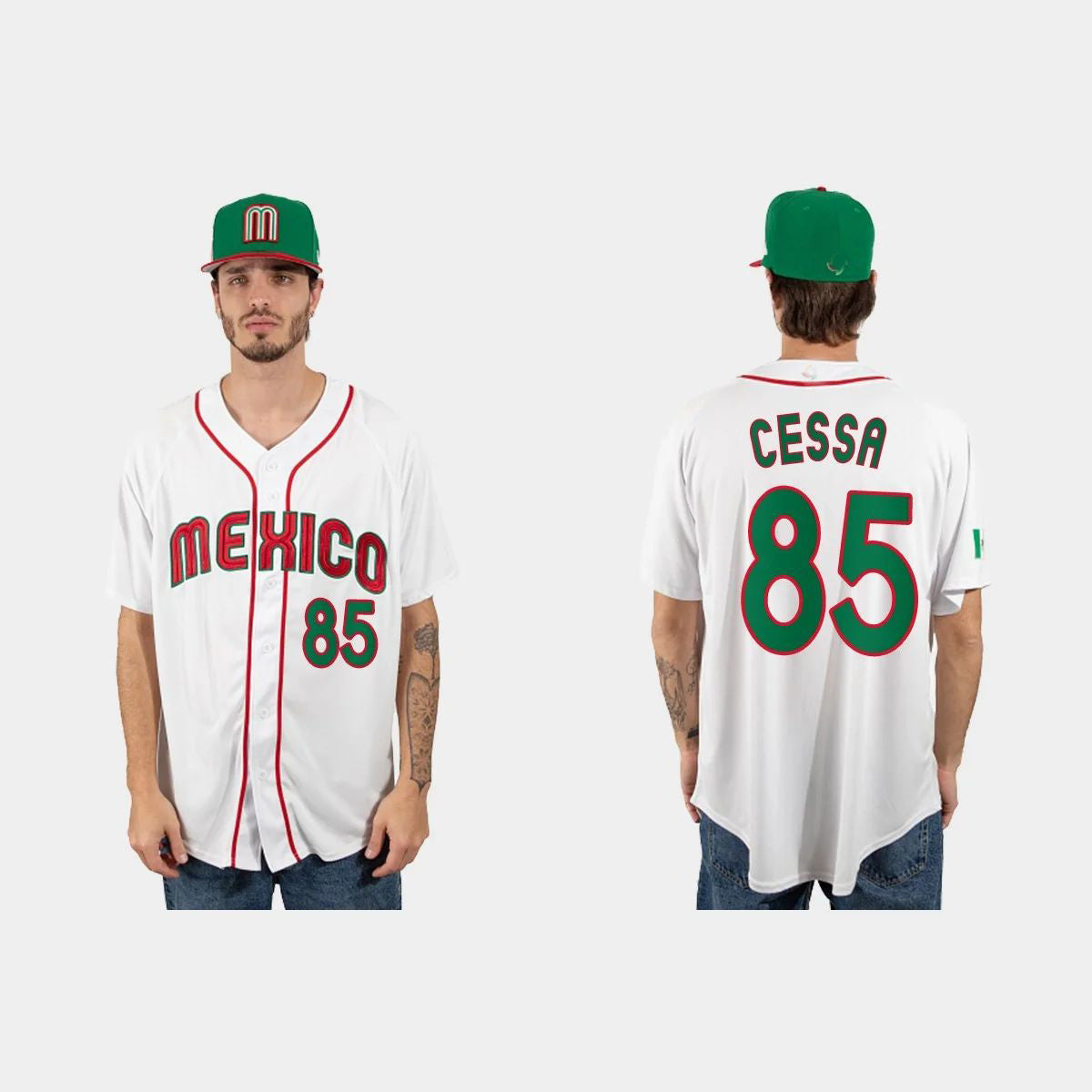 #85 LUIS CESSA MEXICO BASEBALL 2023 WORLD BASEBALL CLASSIC JERSEY ¡§C WHITE Stitches Baseball Jerseys
