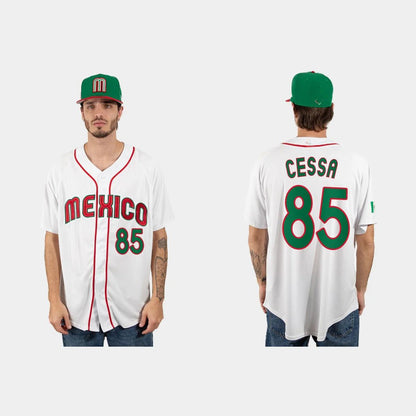 #85 LUIS CESSA MEXICO BASEBALL 2023 WORLD BASEBALL CLASSIC JERSEY ¡§C WHITE Stitches Baseball Jerseys