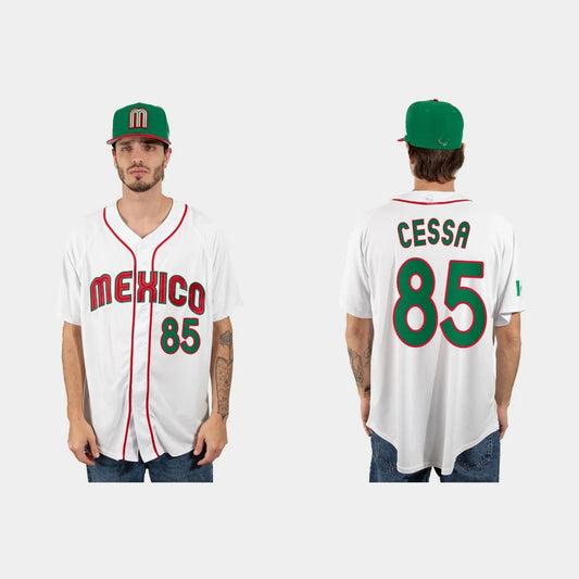 #85 LUIS CESSA MEXICO BASEBALL 2023 WORLD BASEBALL CLASSIC JERSEY ¡§C WHITE Stitches Baseball Jerseys