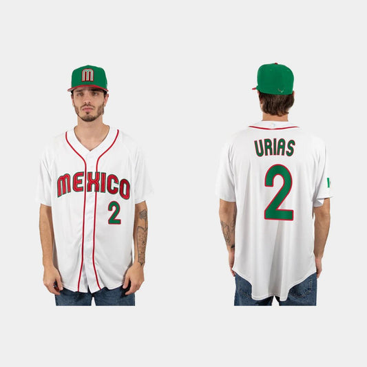 #2 LUIS URIAS MEXICO BASEBALL 2023 WORLD BASEBALL CLASSIC JERSEY ¡§C WHITE Stitches Baseball Jerseys