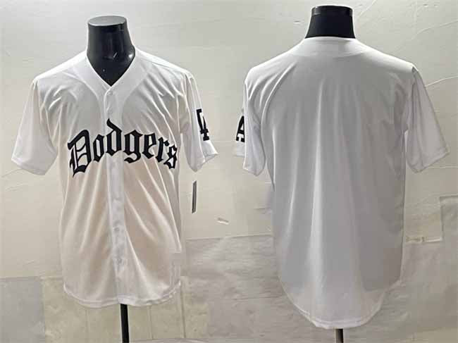 Los Angeles Dodgers Blank White 2025 LA Gothic Style Vapor Premier Limited Stitched Baseball Jersey