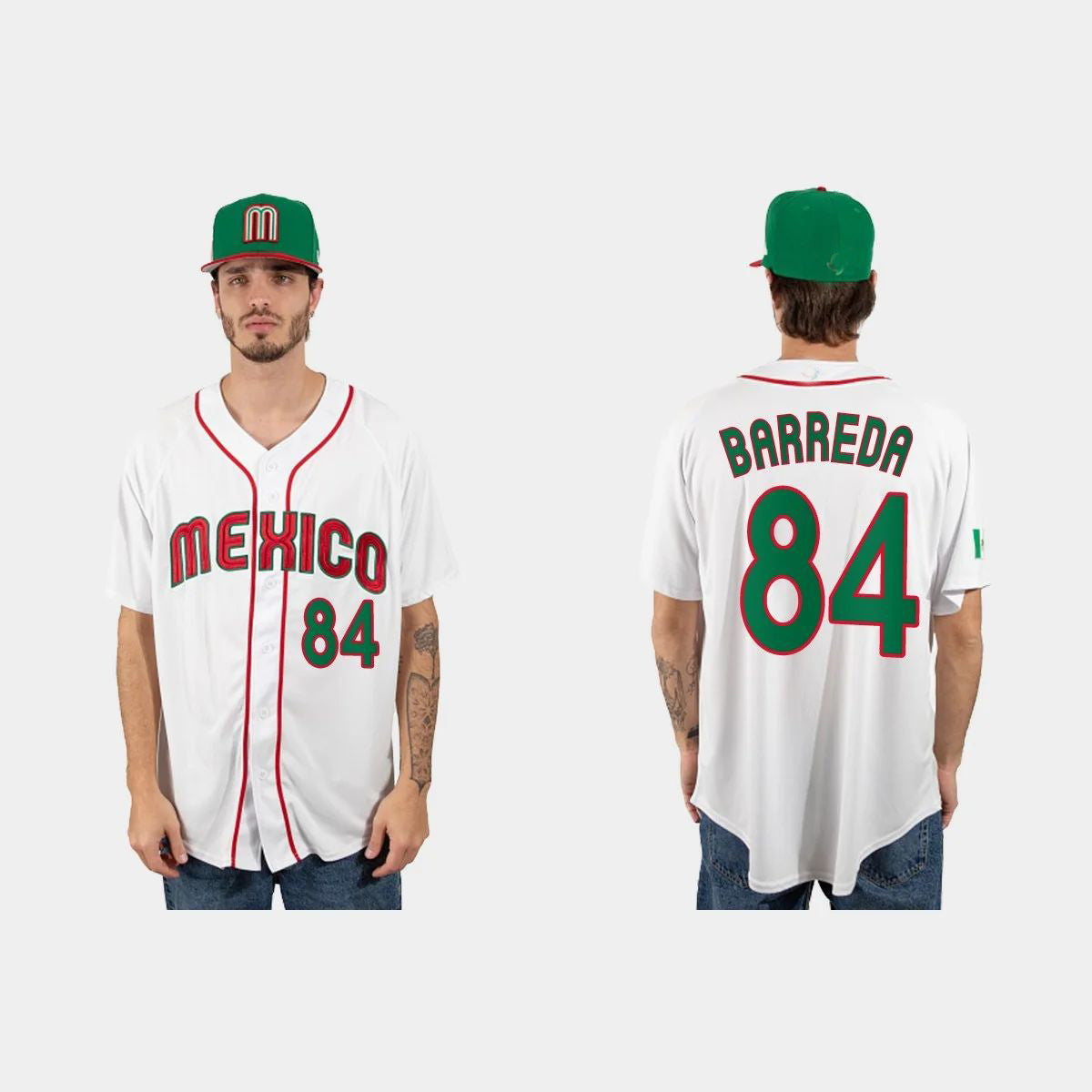 #84 MANNY BARREDA MEXICO BASEBALL 2023 WORLD BASEBALL CLASSIC JERSEY ¡§C WHITE Stitches Baseball Jerseys