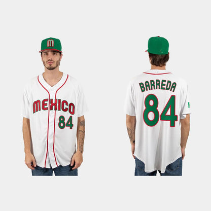 #84 MANNY BARREDA MEXICO BASEBALL 2023 WORLD BASEBALL CLASSIC JERSEY ¡§C WHITE Stitches Baseball Jerseys