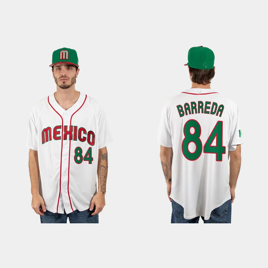 #84 MANNY BARREDA MEXICO BASEBALL 2023 WORLD BASEBALL CLASSIC JERSEY ¡§C WHITE Stitches Baseball Jerseys