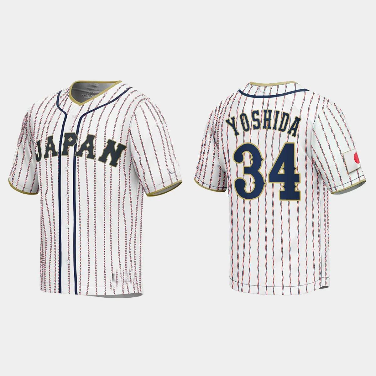 #34 MASATAKA YOSHIDA JAPAN BASEBALL 2023 WORLD BASEBALL CLASSIC JERSEY ¡§C WHITE Stitches Baseball Jerseys